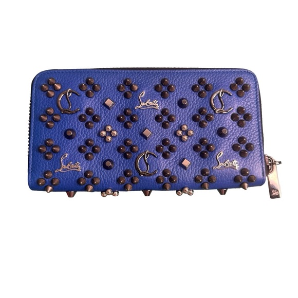 Christian Louboutin Panettone Wallet - Grained Calf Leather Loubinthesky Spikes - Picture 1 of 14